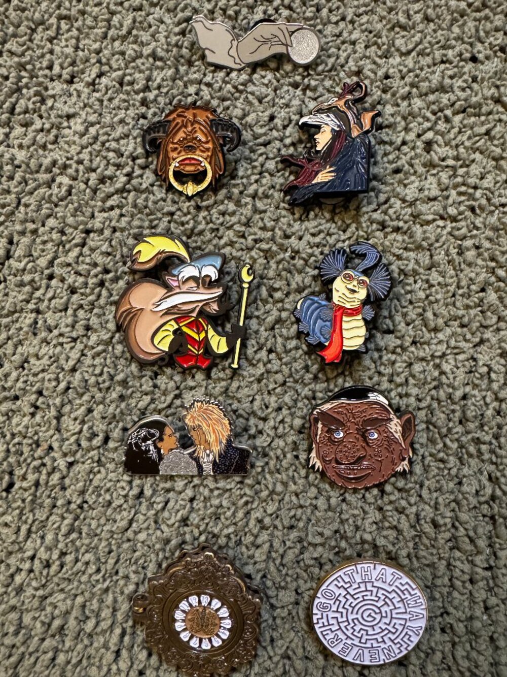 Lot of 9 Labyrinth Pins Jareth Sarah Hoggle Didymus